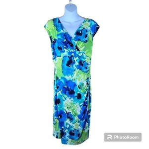 Lauren Ralph Lauren suplice blue and green midi dress size 10